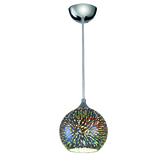 Photograph: Franklite Vision 150mm 3D Effect Glass Pendant Complete With Polished Chrome Finish Metalwork