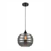 Photograph: Franklite Vista Black Single Pendant Complete With Smoke Glass