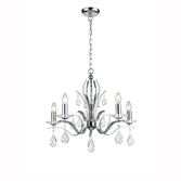 Photograph: Franklite Willow Polished Chrome 5 Light Crystal Chandelier