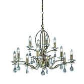 Photograph: Franklite Willow Two-Tier 12 Light Chandelier In Bronze