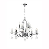 Photograph: Franklite Willow Two-Tier Polished Chrome 12 Crystal Chandelier