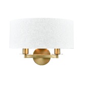 Photograph: Franklite Windsor Wall Light In Aged Brass With Cream Fabric Shade & Gold Lining