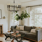 Photograph: Generation Lighting Brianna Black Large 9 Light Chandelier Complete With Linen Shade