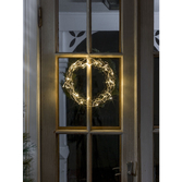 Photograph: Gold Metal Indoor Wreath With Warm White LED Lights - 30cm