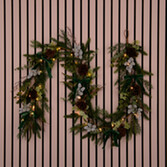 Photograph: GREEN RIBBON WITH IVY LIT GARLAND 250CM - Battery Operated (3 X AA - Not Included)