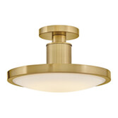 Photograph: Hinkley Kieran Lacquered Brass Finish Led Semi-Flush Ceiling Light With Etched White Glass Diffuser