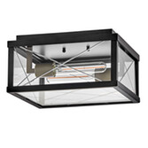 Photograph: Hinkley Monte Black Flush Porch Light Complete With Clear Cut Glass - IP44
