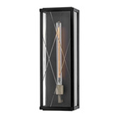 Photograph: Hinkley Monte Black Large Exterior Wall Light Clear Cut Glass - IP44