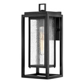 Photograph: Hinkley Republic Black Medium Exterior Wall Lantern Complete With Clear Seedy Glass - IP44
