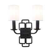 Photograph: Hinkley Sabina Black 2 Light Wall Light Complete With Polycotton Shade - Uk Made
