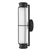 Photograph: Hinkley Saylor Small Black Bathroom Dimmable Led Wall Light Complete With Etched Opal Glass - IP44 - 3000K
