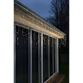 Photograph: Icicle Light Set, 336 Amber Led, White Cable, IP20 trafo