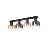 Photograph: Idolite Adele 105cm 4 Light Flush Linear Ceiling Light Satin Black With Amber Fade/Smoke Fade Wine Glass Shades