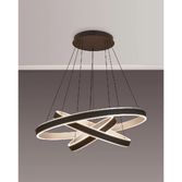 Photograph: Idolite Aster 80cm/60cm/40cm 3 Tier Ring Pendant in Black Faux Leather/Brushed Antique Silver Finish With Remote Control - Tuneable White 3000-6000K