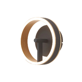 Photograph: Idolite Aster Black Faux Leather/Brushed Gold Round Led Wall Light With Remote Control - Tuneable White 3000-6000K