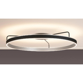 Photograph: Idolite Aster Extra Large 100cm Black Faux Leather/Brushed Antique Silver Round Flush Led Light With Remote Control - Tuneable White 3000-6000K