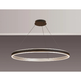 Photograph: Idolite Aster Extra Large 100cm Black Faux Leather/Brushed Antique Silver Round Led Pendant Light With Remote Control - Tuneable White 3000-6000K