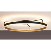 Photograph: Idolite Aster Extra Large 100cm Black Faux Leather/Brushed Gold Round Flush Led Light With Remote Control - Tuneable White 3000-6000K