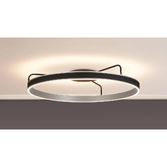 Photograph: Idolite Aster Large 80cm Black Faux Leather/Brushed Antique Silver Round Flush Led Light With Remote Control - Tuneable White 3000-6000K