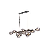 Photograph: Idolite Atlas Graphite/Satin Nickel 10 Light Linear Bar Pendant Complete With Sphere Smoked Glass Shades