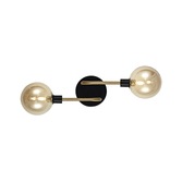 Photograph: Idolite Atlas Matt Black/Antique Brass Finish 2 Light Wall Light