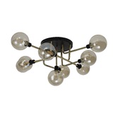 Photograph: Idolite Atlas Matt Black/Antique Brass Finish 9 Light Flush Ceiling Light