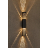 Photograph: Idolite Bevin Up/Down Wall Lamp: 2 x 10W LED: 3000K: 1500lm: IP54: Black With 600mm Mesh Oval Pattern Shade (A)