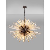 Photograph: Idolite Burns Brown Oxide Large 32 Light Oval Pendant Complete With Champagne Glass Rods