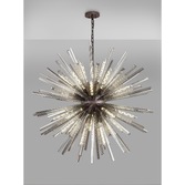 Photograph: Idolite Burns Brown Oxide Large 32 Light Round Pendant Complete With Smoke Glass Rods