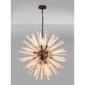 Photograph: Idolite Burns Brown Oxide Medium 16 Light Round Pendant Complete With Champagne Glass Rods