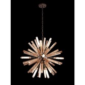 Photograph: Idolite Burns Brown Oxide Round 10 Light Pendant Light Complete With Champagne Glass Rods