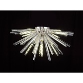 Photograph: Idolite Burns Polished Nickel Large 8 Light Semi-Flush Ceiling Light Complete With Clear Glass Rods