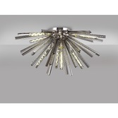 Photograph: Idolite Burns Polished Nickel Large 8 Light Semi-Flush Ceiling Light Complete With Smoke Glass Rods