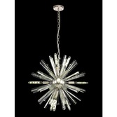 Photograph: Idolite Burns Polished Nickel Round 10 Light Pendant Complete With Clear Glass Rods