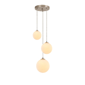 Photograph: Idolite Calix IDOPO/2939 Round Pendant, 3 x G9, in a Satin Nickel/Opal Finish