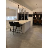 Photograph: Idolite Camille 1 Light Pendant E27 With 16cm Cylinder Glass, Black Chrome/Matt Black/Smoked/Clear