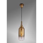 Photograph: Idolite Camille 1 Light Pendant E27 With 16cm Cylinder Glass, Brass Gold/Matt Black/Clear