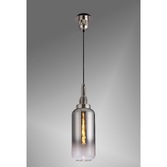 Photograph: Idolite Camille 1 Light Pendant E27 With 16cm Cylinder Glass, Polished Nickel/Matt Black/Smoked/Clear