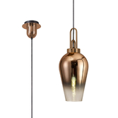 Photograph: Idolite Camille 1 Light Pendant E27 With 23cm Pear Glass, Copper/Matt Black/Clear
