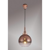 Photograph: Idolite Camille 1 Light Pendant E27 With 30cm Globe Glass, Copper/Matt Black/Clear