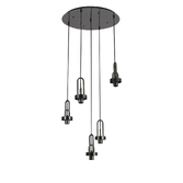 Photograph: Idolite Camille 2.5m Round Suspension Kit, 5 x E27, Black Chrome/Matt Black