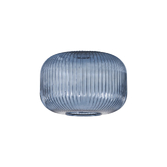 Photograph: Idolite Camille 25cm Pumpkin Shaped Ribbed Glass, Petrol Blue