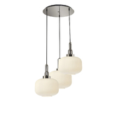 Photograph: Idolite Camille 2m Round Pendant, 3 x E27, Polished Nickel/Matt Black With 30cm Pumpkin Shaped Ribbed Opal Glass