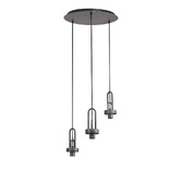 Photograph: Idolite Camille 2m Round Suspension Kit, 3 x E27, Aged Pewter/Matt Black