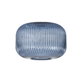 Photograph: Idolite Camille 30cm Pumpkin Shaped Ribbed Glass, Petrol Blue