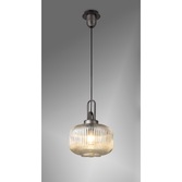 Photograph: Idolite Camille Aged Pewter Single Pendant Light With Champagne Ribbed Glass