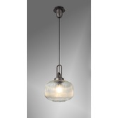 Photograph: Idolite Camille Aged Pewter Single Pendant Light With Clear Ribbed Glass