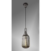 Photograph: Idolite Camille Aged Pewter Single Pendant Light With Smoked Ribbed Glass