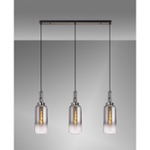 Photograph: Idolite Camille Black Chrome 3 Light Linear Bar Pendant With Smoked/Clear Ombre Glasses