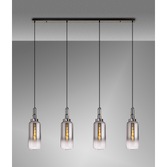 Photograph: Idolite Camille Black Chrome 4 Light Linear Bar Pendant With Smoked/Clear Ombre Glasses